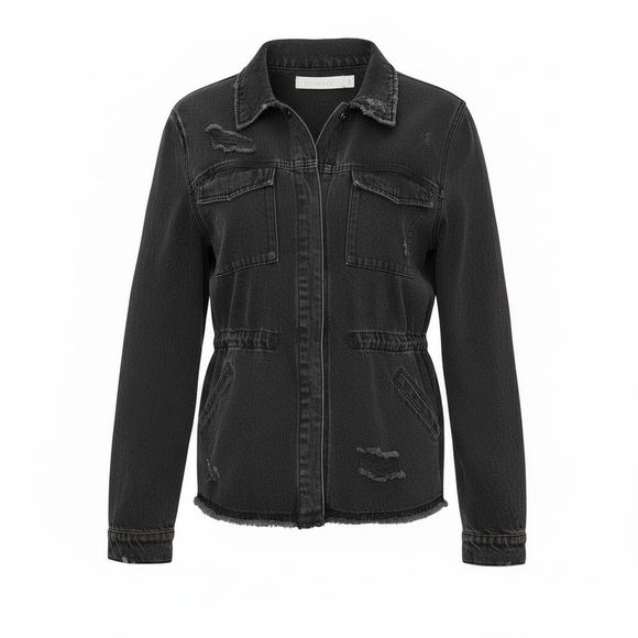 STATEMENT Jackets & Blazers - STATE Distressed Black Jean Jacket